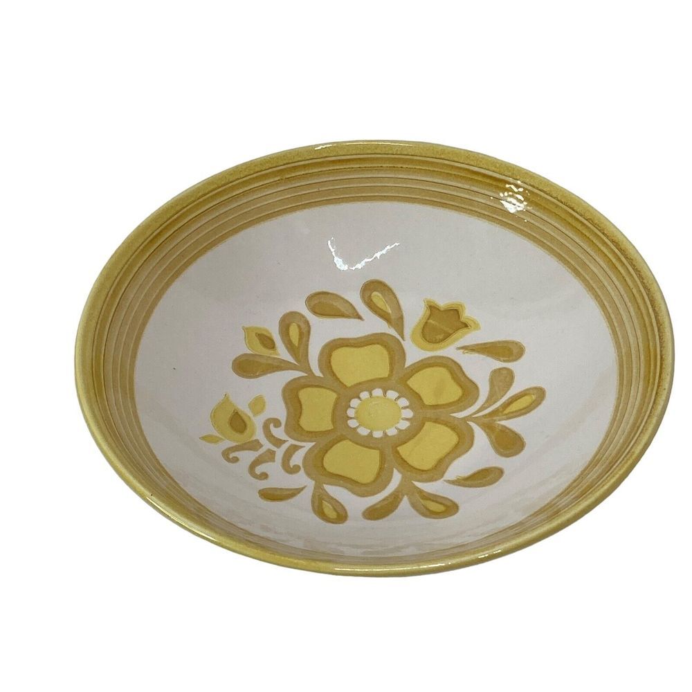 Vintage Bowl CAVALIER Porcelain USA Ironstone MCM Yellow Mustard‎ Serving 9x9x2"